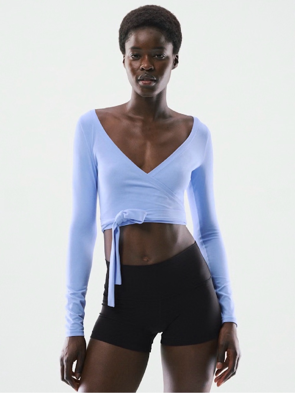 Aritzia Golden Butter Focal Wrap Longsleeve in Dayflower Blue NWT Sz Large